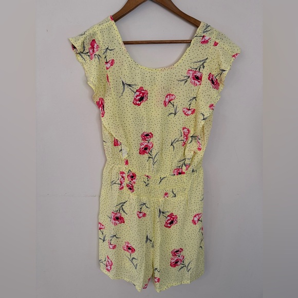Jolt yellow floral romper open back SZ medium - Picture 1 of 9